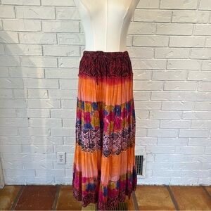 Vintage 90s Jane Ashley Colorful Broomstick Maxi Skirt Womens L